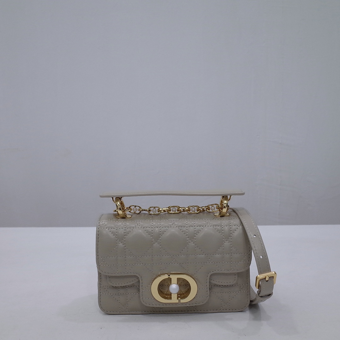 Mini Dior Jolie Top Handle Bag Warm Taupe Cannage Calfskin